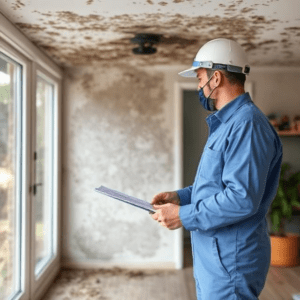 A mold inspector prepares his report