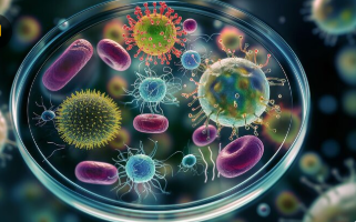 Image of microbes and microbial behavior.