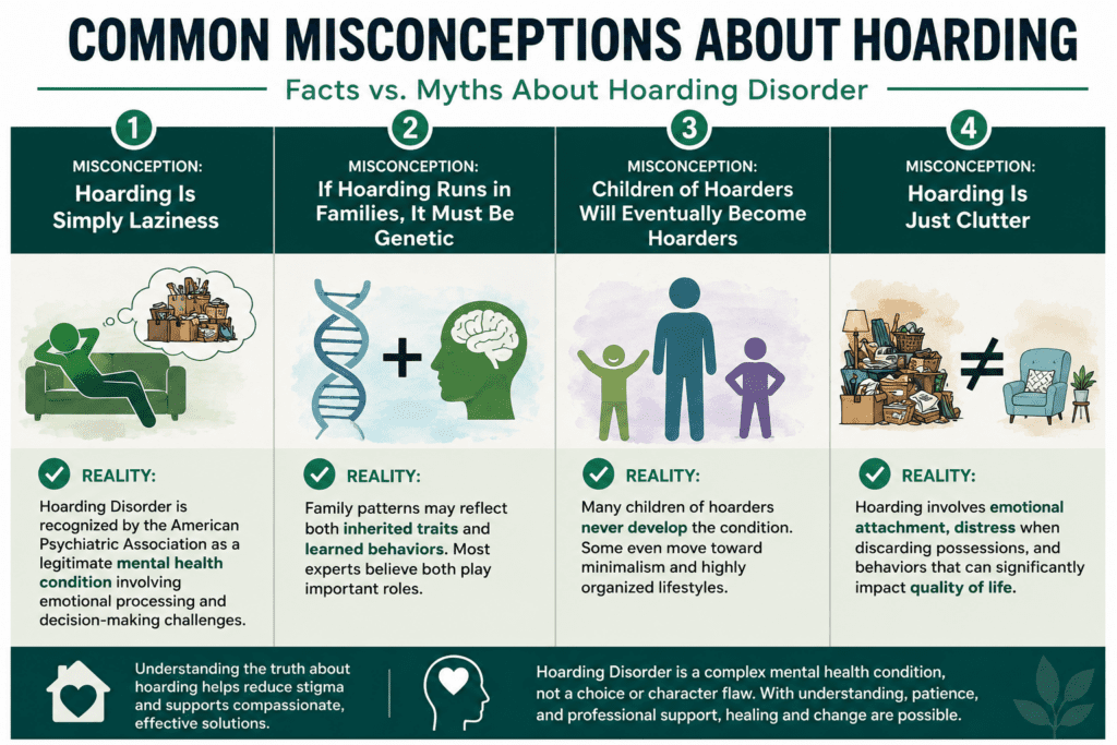 infograph of 4 common misconceptions of hoarders