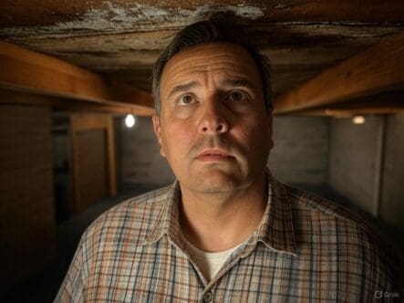 Mold discovery in basement A man discovers new mold growth in his basement.